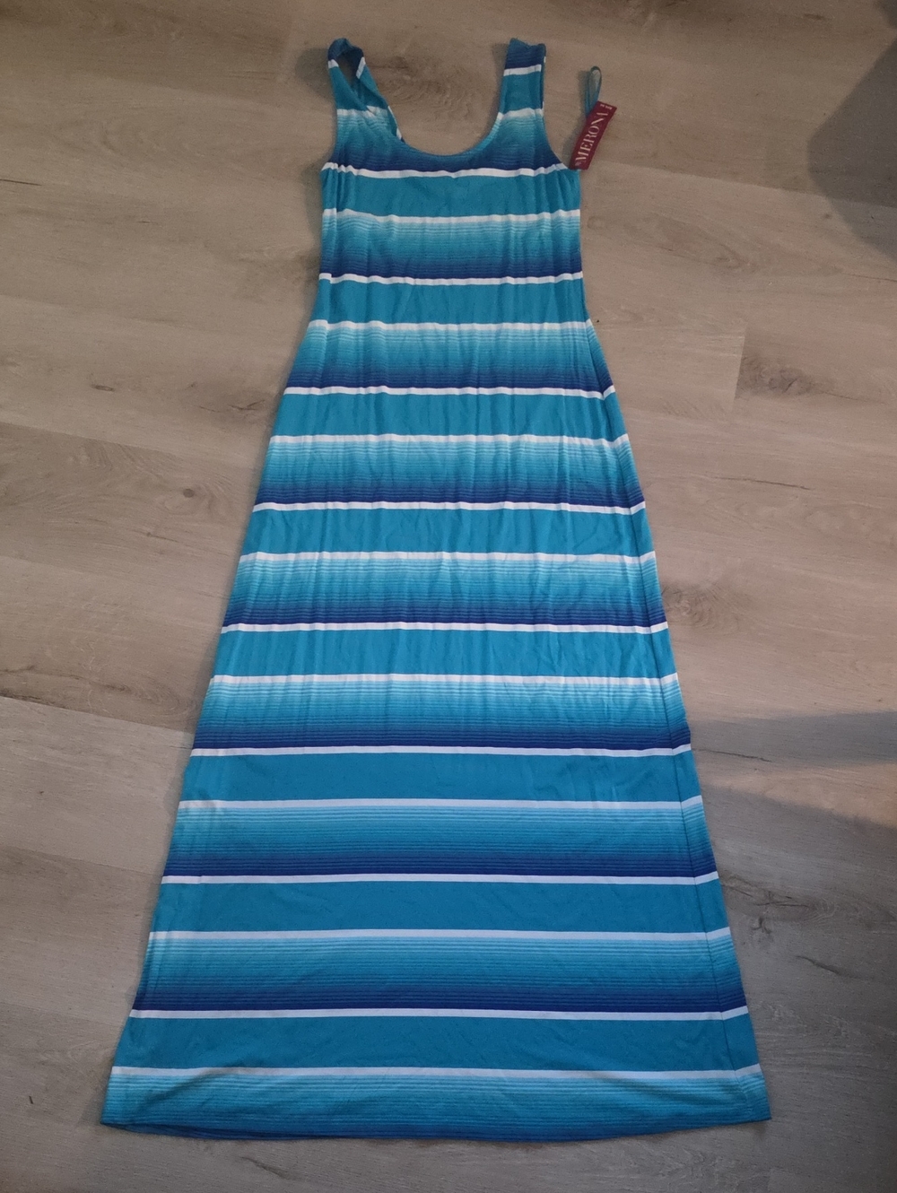 Merona Turquoise & White Striped Racerback Tank Dress